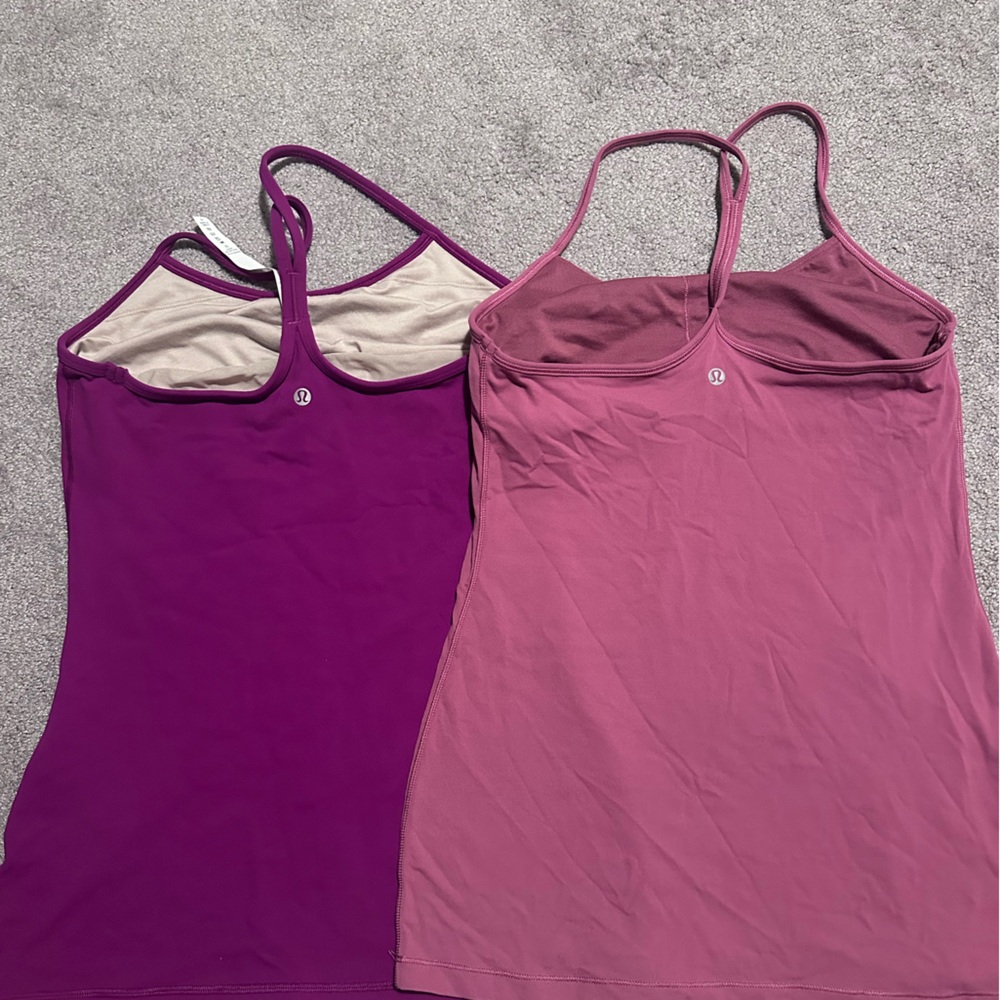 Two size 8 lululemon tanks with built in bras
